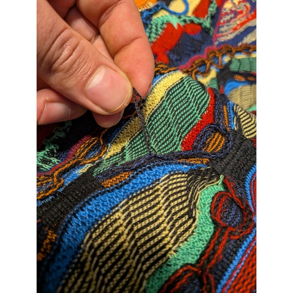 Coogi Sweater Mens XXL 2XL Light Multicolor 3D Knit Cotton Vintage 90s Australia - Picture 12 of 12